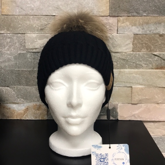 FURTALK Women Winter Real Fur Pom Pom Hat - Picture 6 of 10